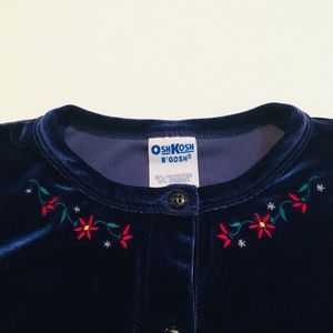 Vintage Osh Kosh Velour Cardigan Purple/Blue Girls Size 6